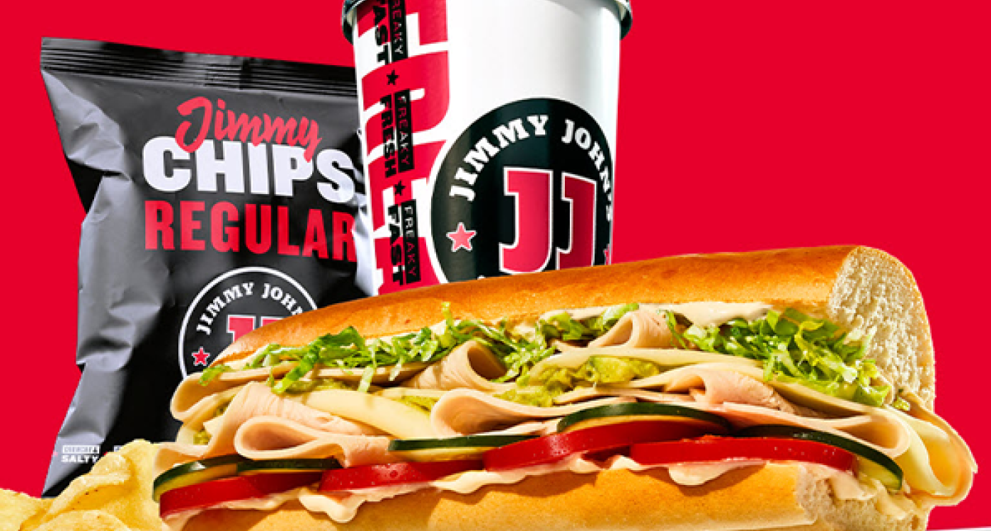Jimmy Johns combo with sandwich, chips and drink 