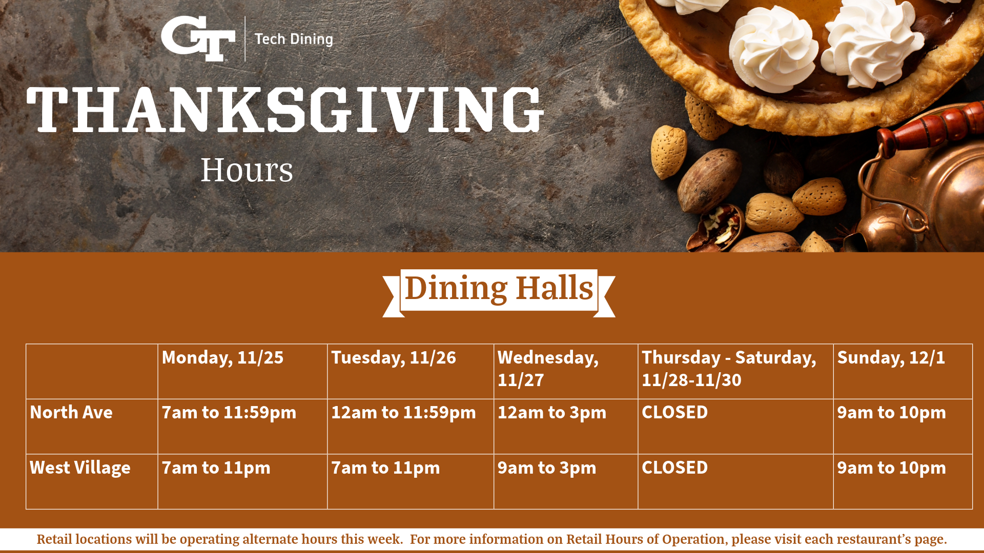 Thanksgiving Break Hours of Operation