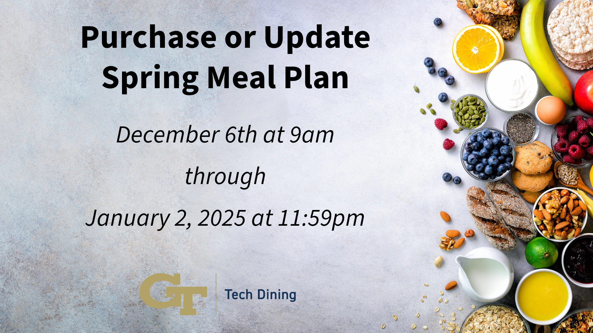 Spring Meal Plan Changes 12/4/2024 to 1/2/2025