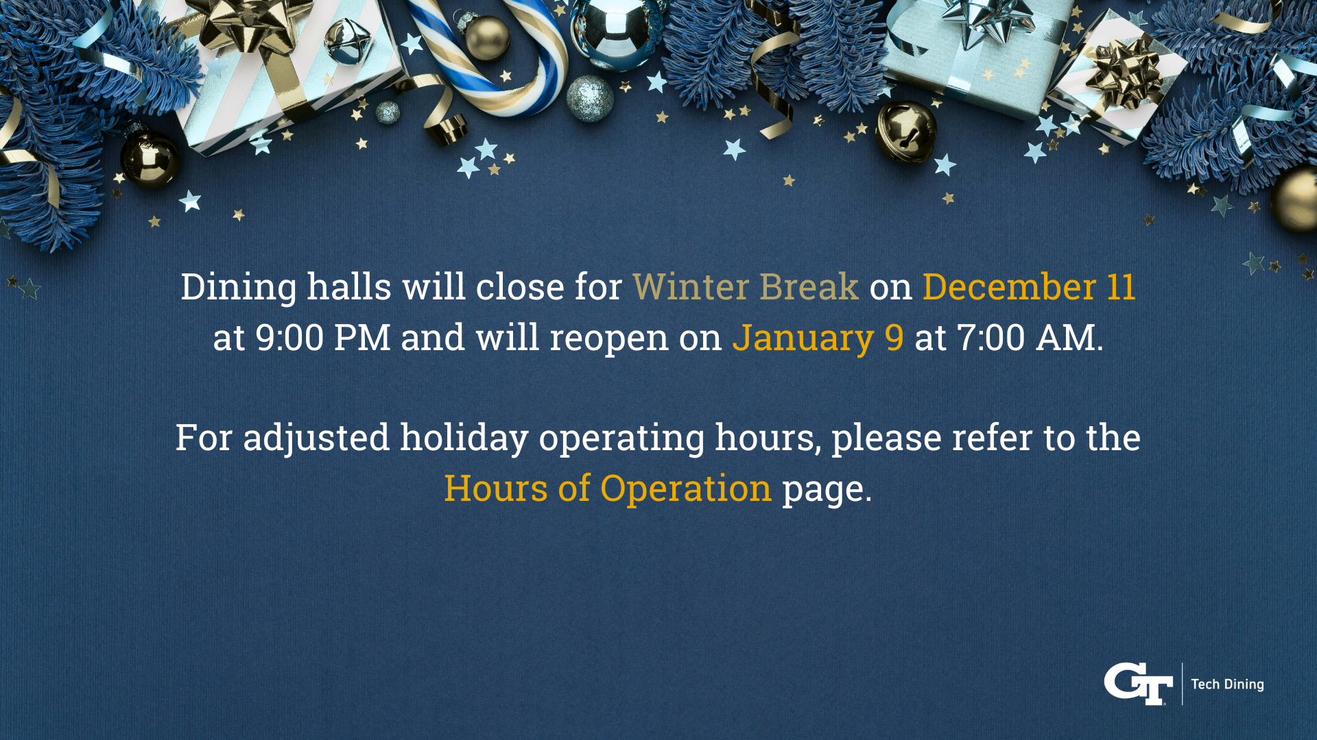 Winter Break Announcement
