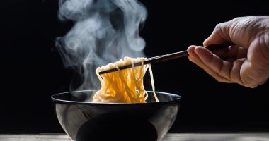 Steaming Noodles in a bowl