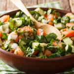 Middle Eastern shirazi salad of fresh vegetables and herbs 