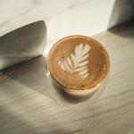 Coffee with cream designed like a leaf